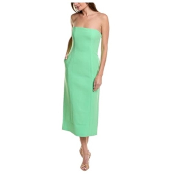 ALC Elizabeth Strapless Midi Dress in Green. - Picture 1 of 8